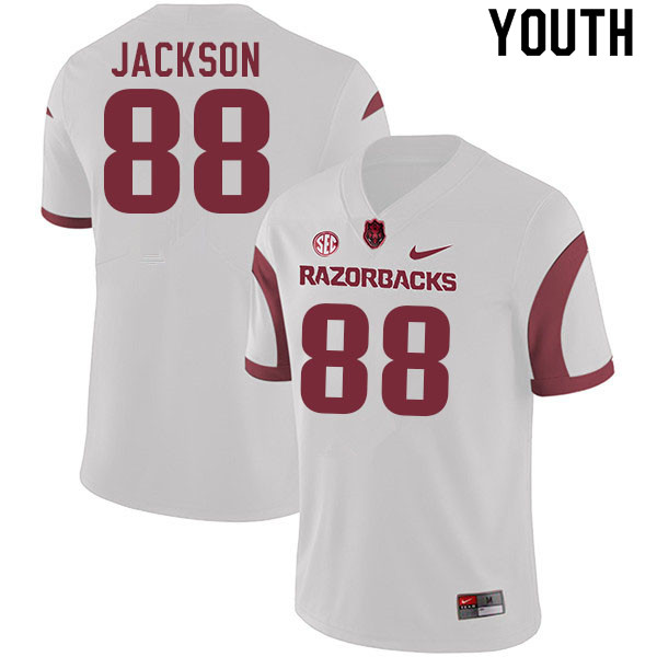 Youth #88 Koilan Jackson Arkansas Razorbacks College Football Jerseys Sale-White